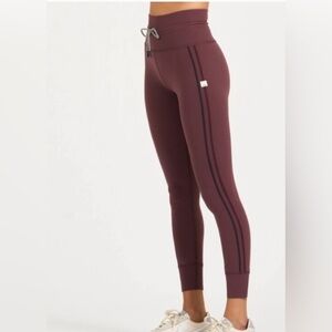 Vuori Burgundy Leggings with Black Stripes